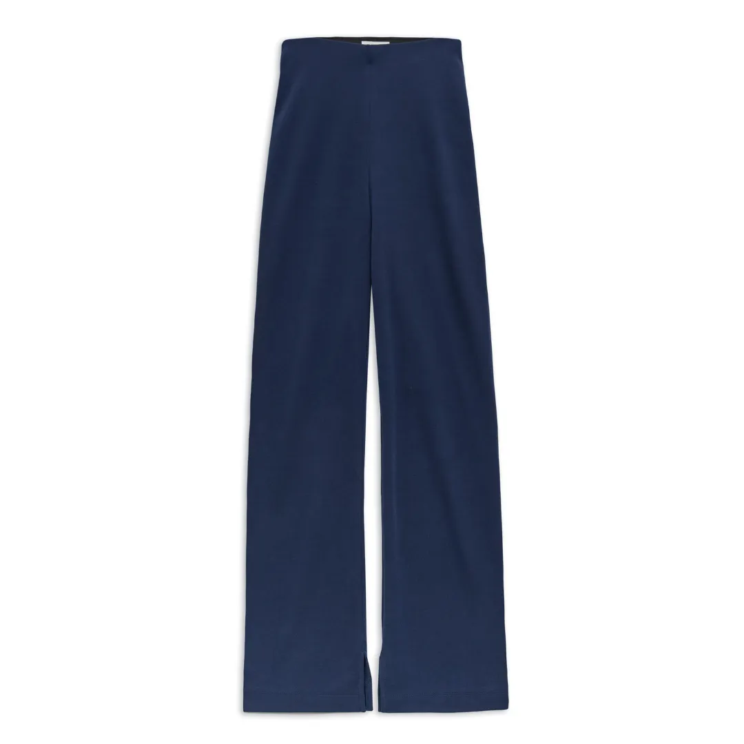 Fluid Wide Leg Trousers - Navy