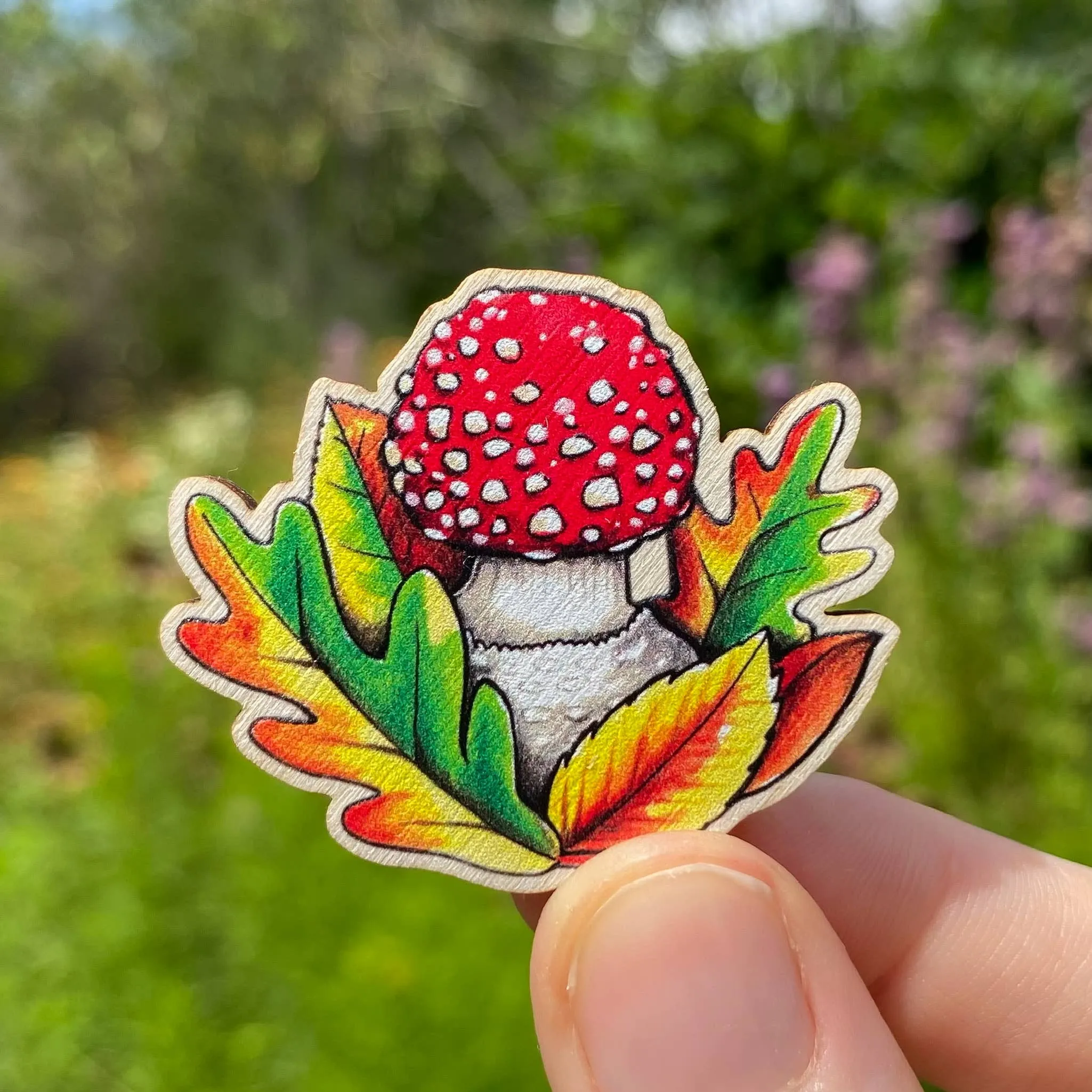 Fly Agaric Mushroom Wooden Pin