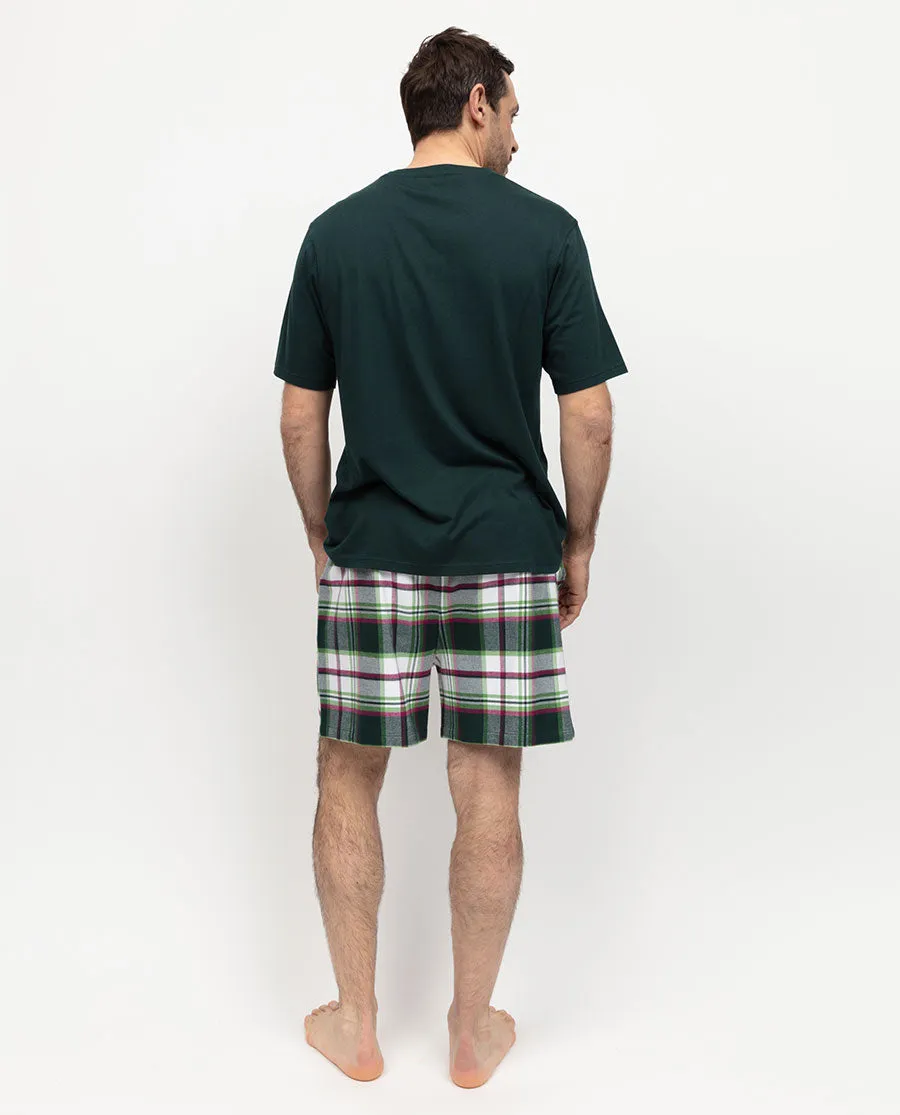 Forrest Mens Jersey T-shirt and Brushed Check Shorty Set