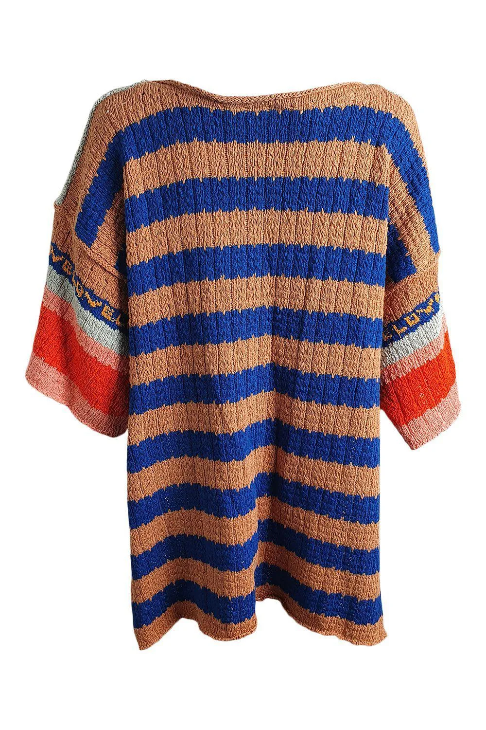 FREE PEOPLE Cotton Blend Multicoloured 3/4 Sleeve Striped Jumper (XS)