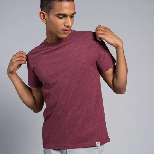 French Wine Maroon Round Neck T-shirt