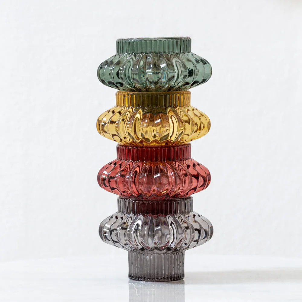 Glass Dual Candle Holders - Assorted Colours