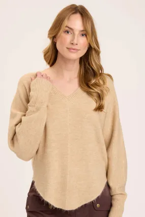 Gretchen V Neck - Pale Camel