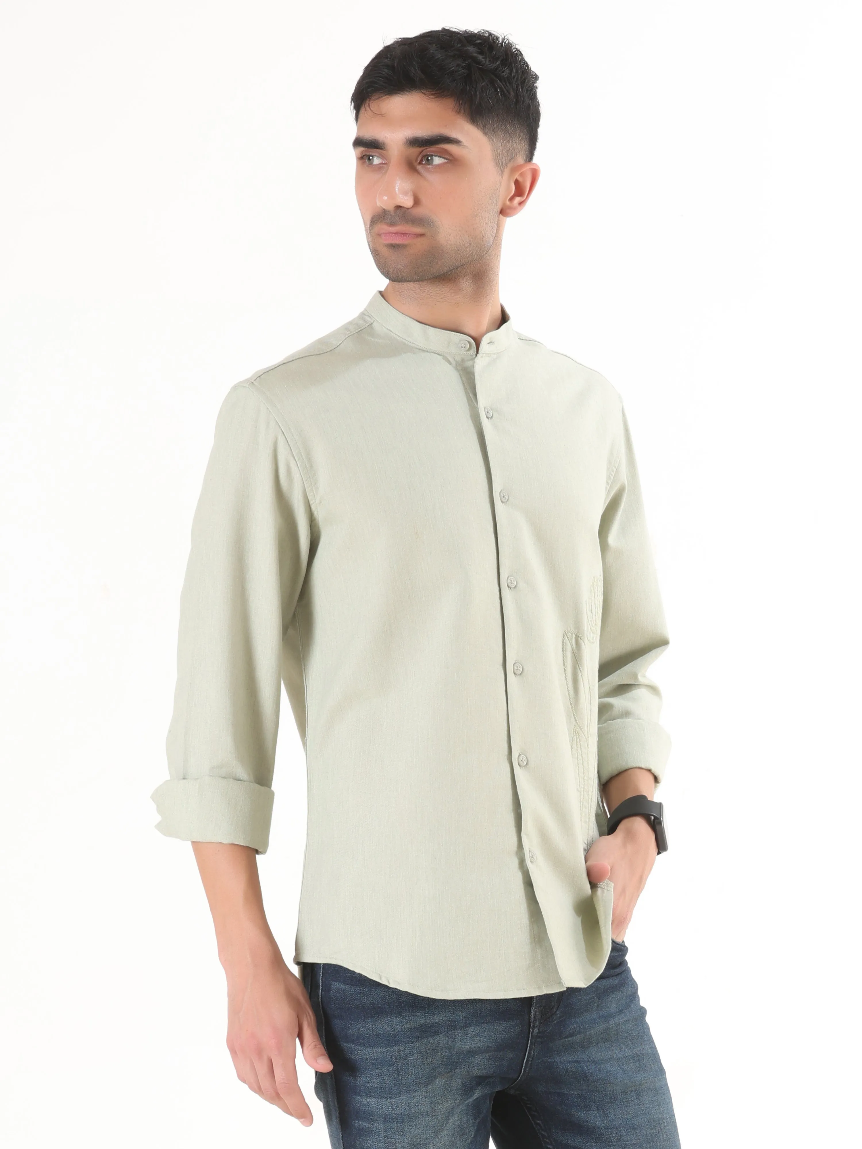 Grey Full Sleeve Shirt - Men's Semi Casual