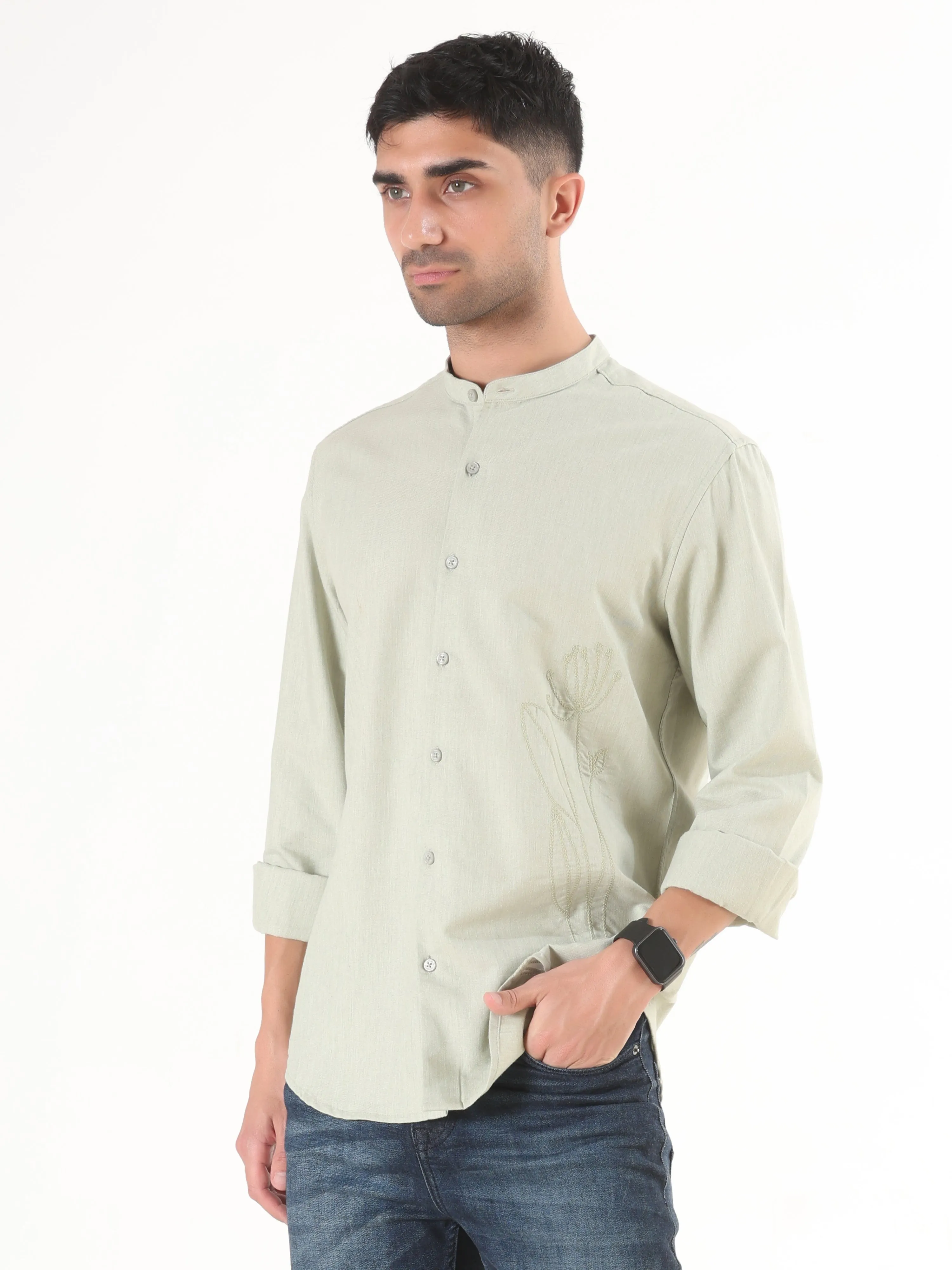 Grey Full Sleeve Shirt - Men's Semi Casual