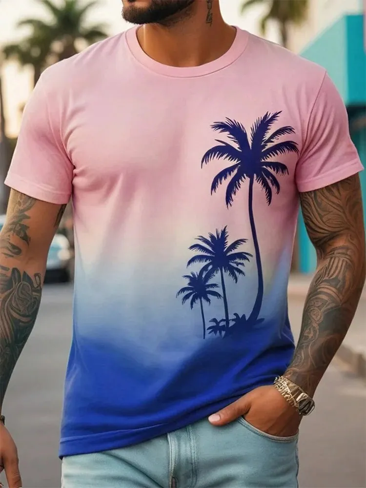 Hawaiian Street Fashion Men's T-shirt New Summer Beach Vacation Men's Casual T-shirt Outdoor Beach Men's Short-sleeved Top