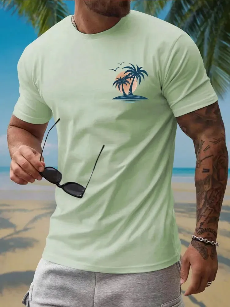 Hawaiian Street Fashion Men's T-shirt New Summer Beach Vacation Men's Casual T-shirt Outdoor Beach Men's Short-sleeved Top