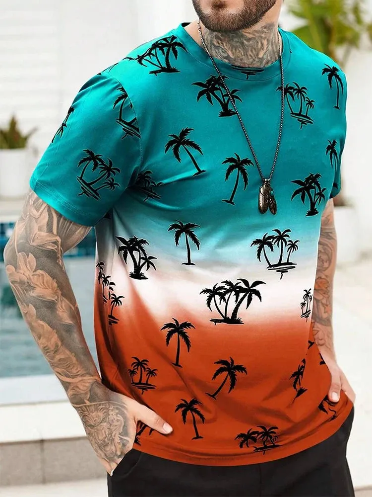 Hawaiian Street Fashion Men's T-shirt New Summer Beach Vacation Men's Casual T-shirt Outdoor Beach Men's Short-sleeved Top