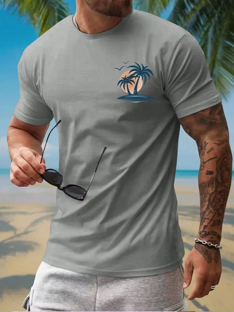 Hawaiian Street Fashion Men's T-shirt New Summer Beach Vacation Men's Casual T-shirt Outdoor Beach Men's Short-sleeved Top