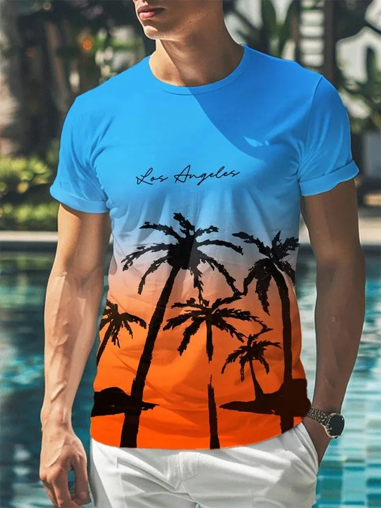 Hawaiian Street Fashion Men's T-shirt New Summer Beach Vacation Men's Casual T-shirt Outdoor Beach Men's Short-sleeved Top