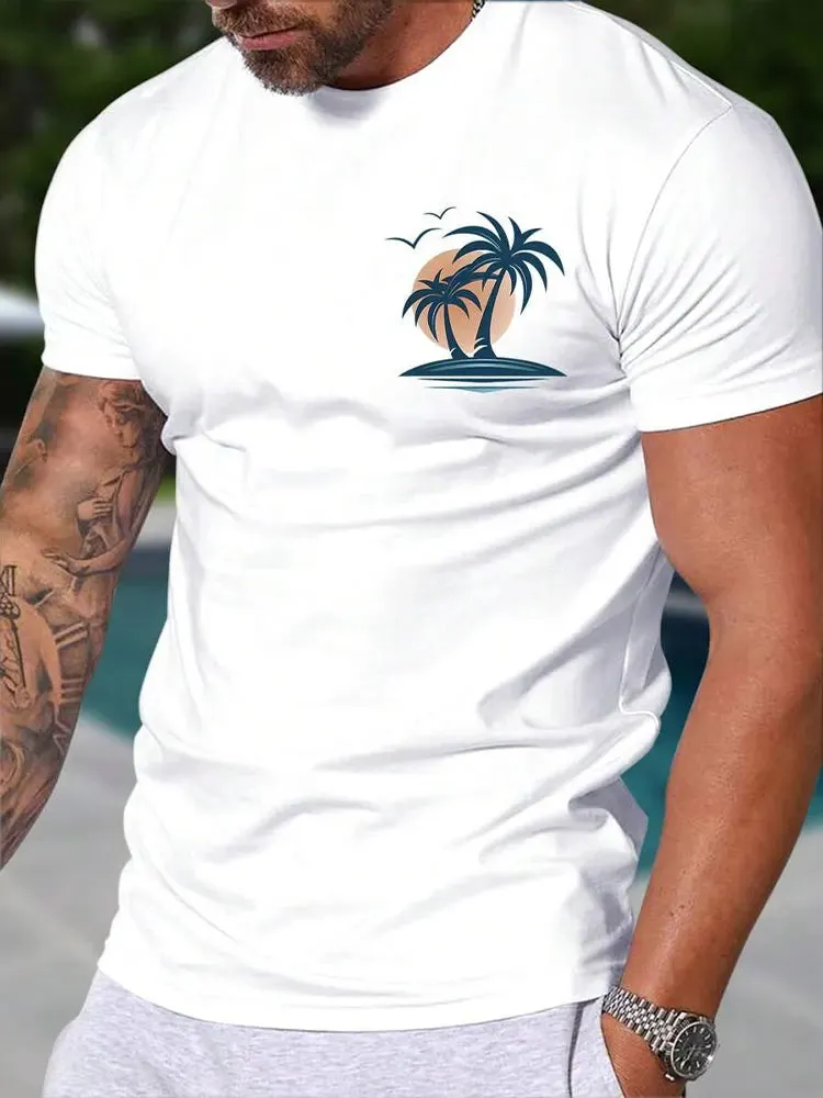 Hawaiian Street Fashion Men's T-shirt New Summer Beach Vacation Men's Casual T-shirt Outdoor Beach Men's Short-sleeved Top