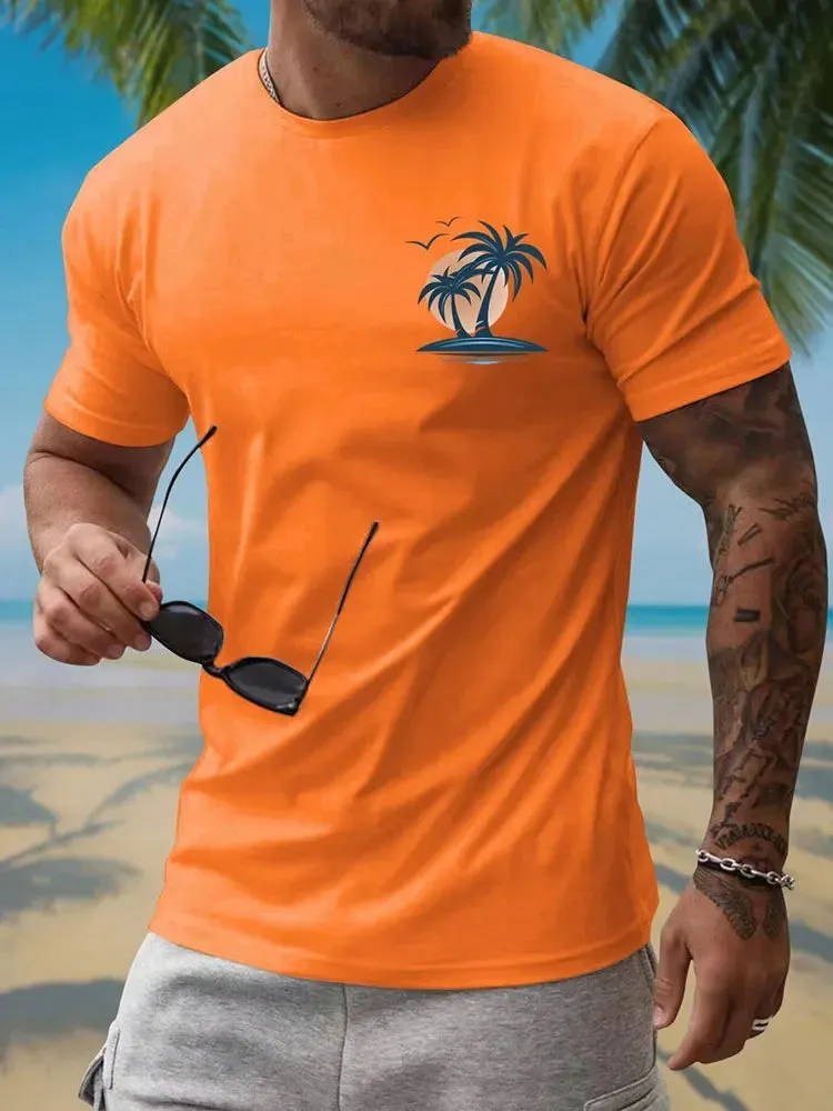 Hawaiian Street Fashion Men's T-shirt New Summer Beach Vacation Men's Casual T-shirt Outdoor Beach Men's Short-sleeved Top