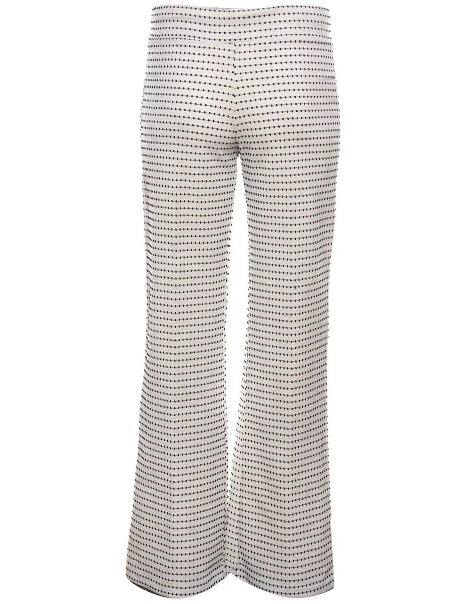 High Waist Black & White Spot Print Trousers - W25 L31