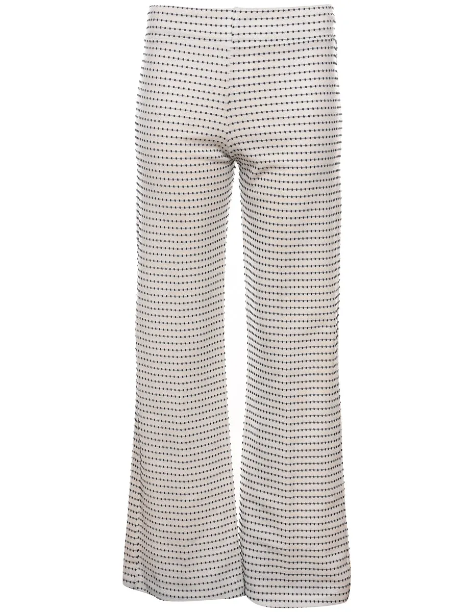 High Waist Black & White Spot Print Trousers - W25 L31