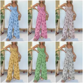 🔥Hot Sale 49% OFF🔥Floral Suspender Wide-Leg Jumpsuit