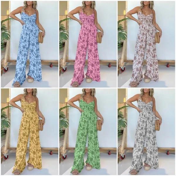 🔥Hot Sale 49% OFF🔥Floral Suspender Wide-Leg Jumpsuit