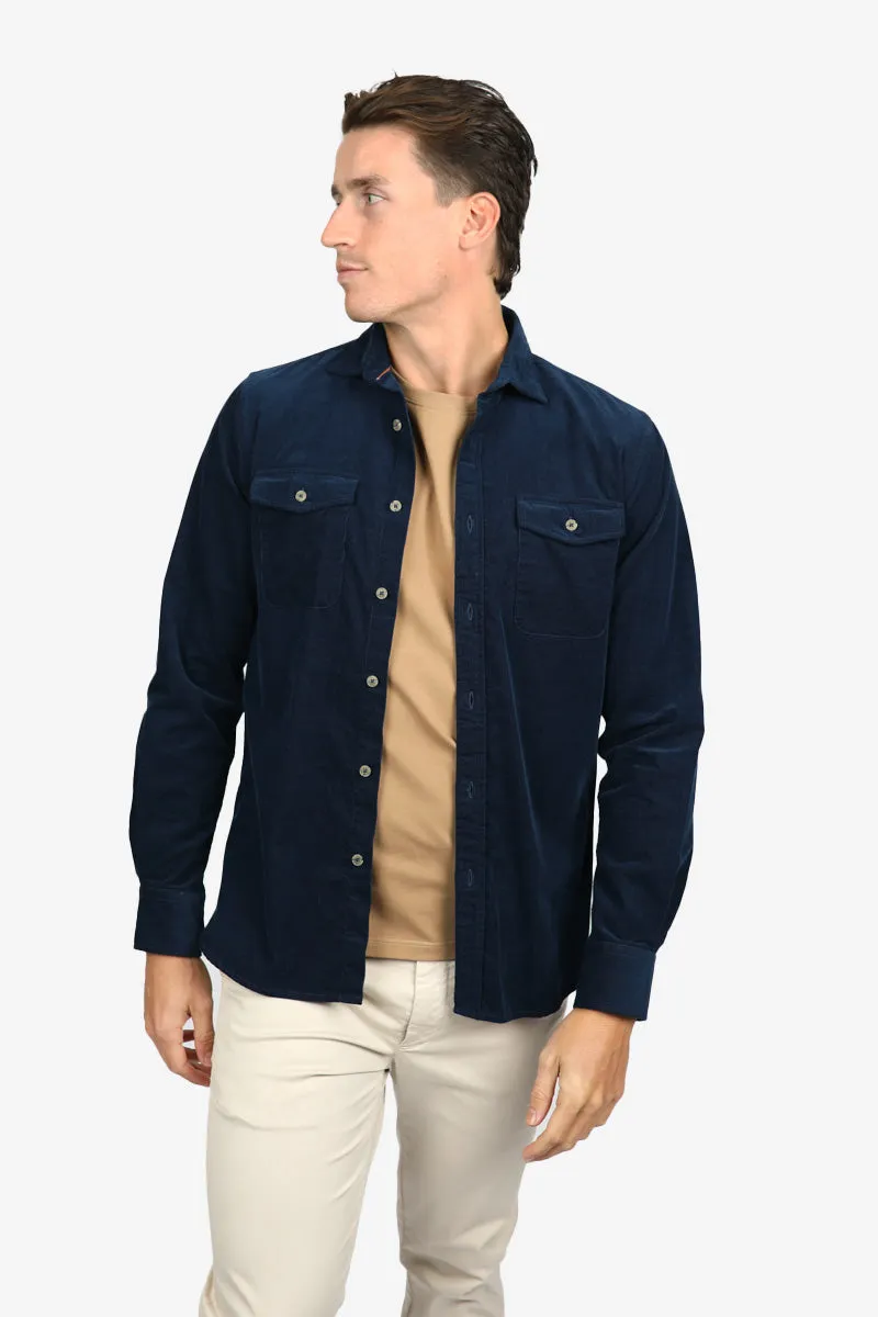 Indigo Cotton Corduroy Shirt