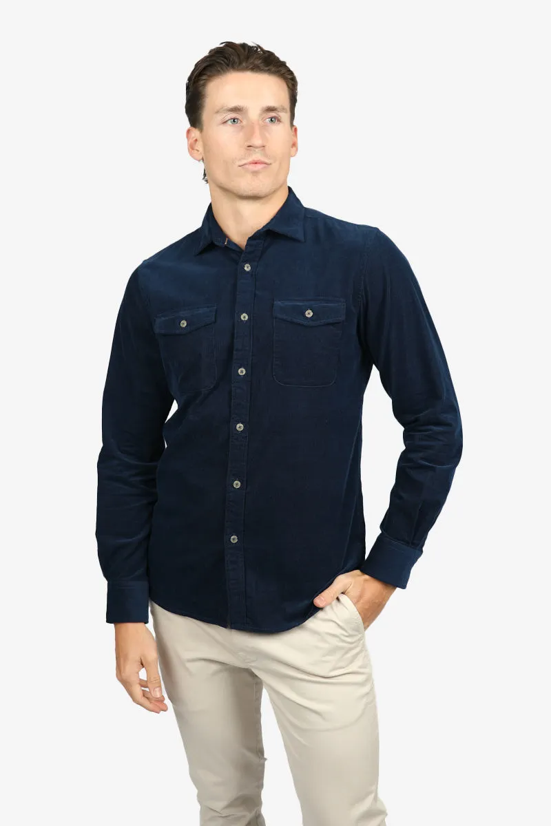 Indigo Cotton Corduroy Shirt