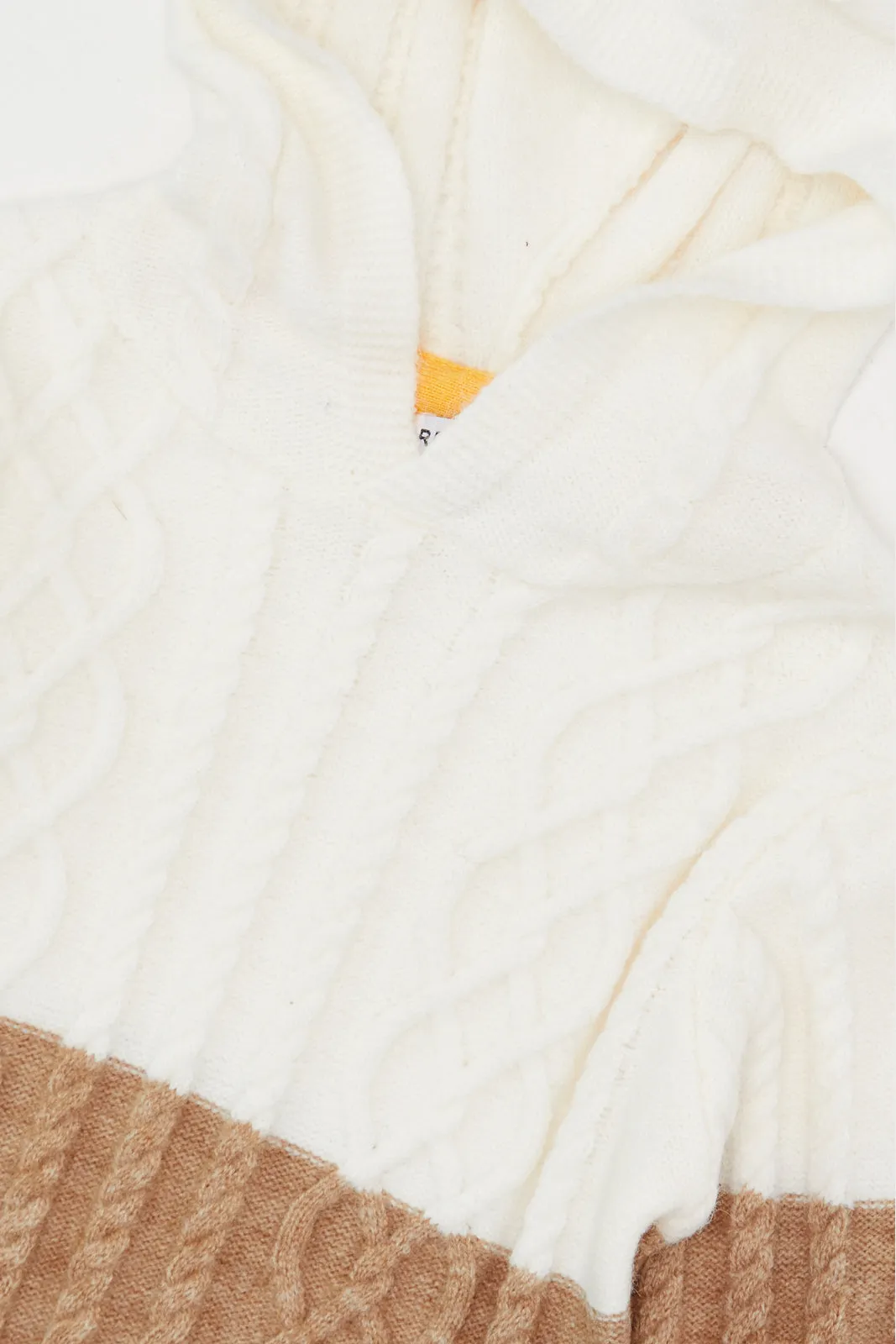 Infant Boys Cream And Brown Cable Knitted Pullover