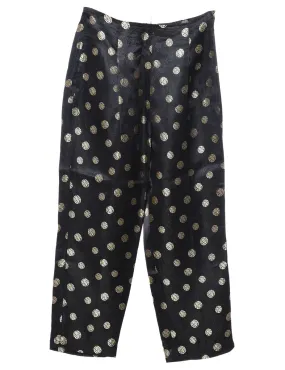 Jacquard Pattern Black Trousers - W28 L27