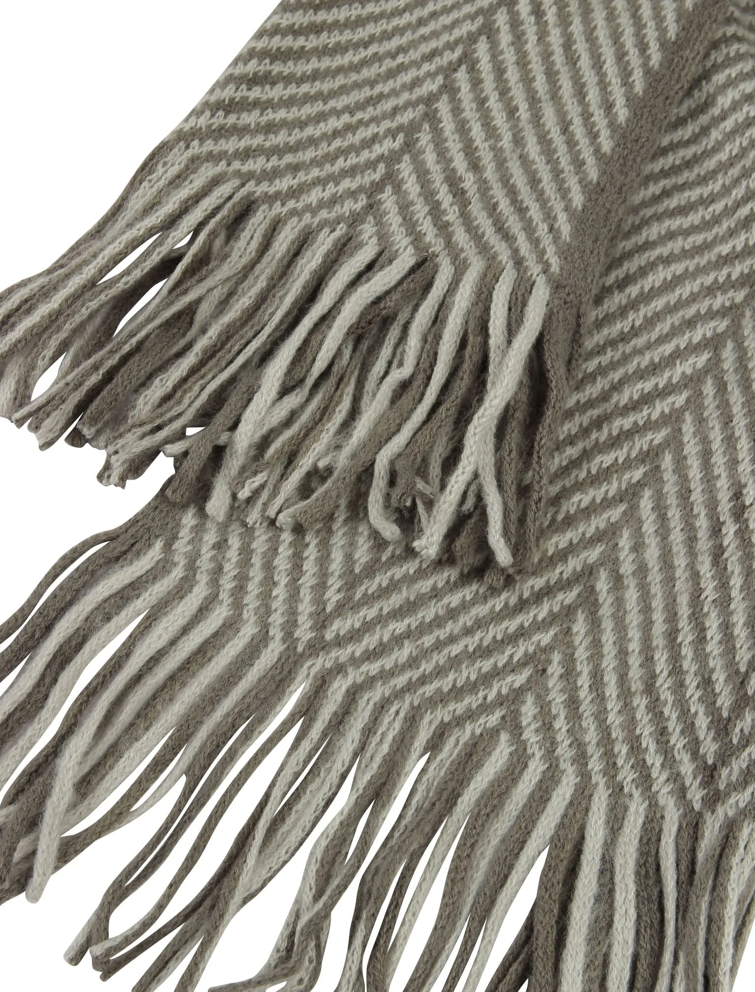 Jaxon Chevron Knitted Scarf in Mid Grey / Light Grey