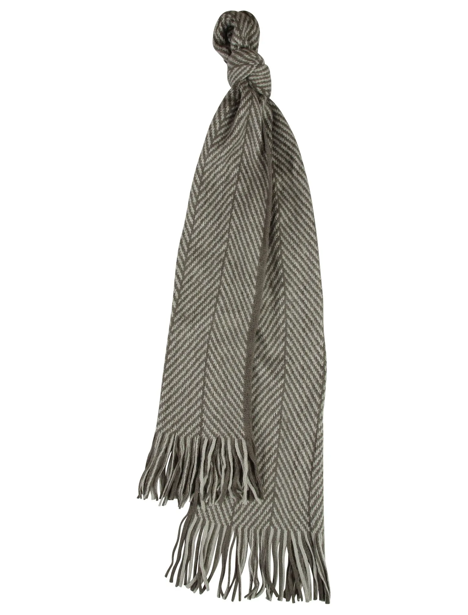 Jaxon Chevron Knitted Scarf in Mid Grey / Light Grey