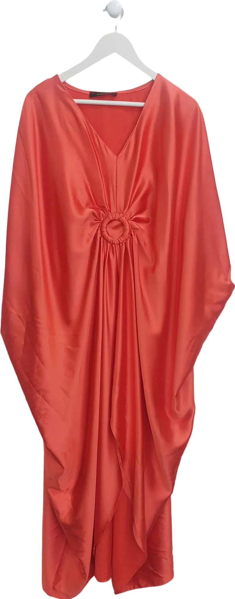 Jenerique Red Satin Drape Maxi Dress One Size