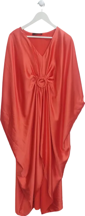 Jenerique Red Satin Drape Maxi Dress One Size