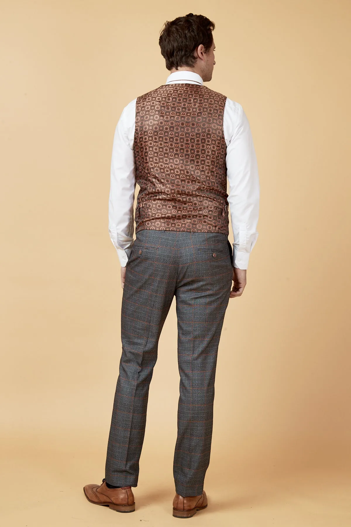 JENSON - Grey Check Double Breasted Waistcoat