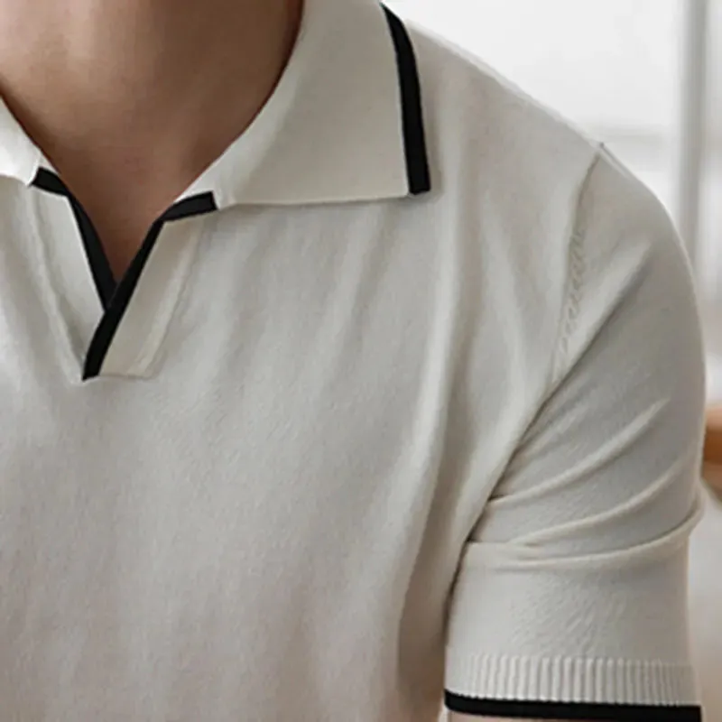 Knitted polo collar t-shirt