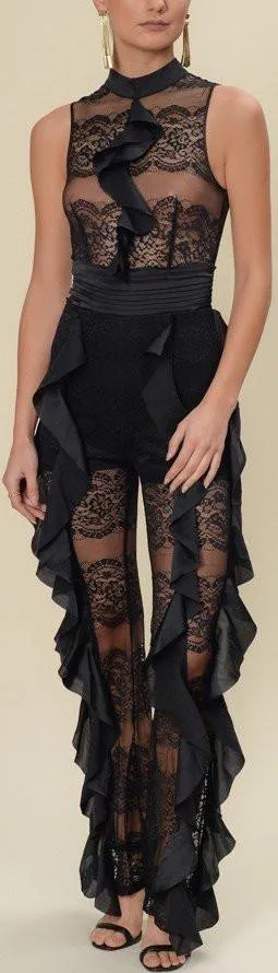 Lace Ruffle Jumpsuit, Black