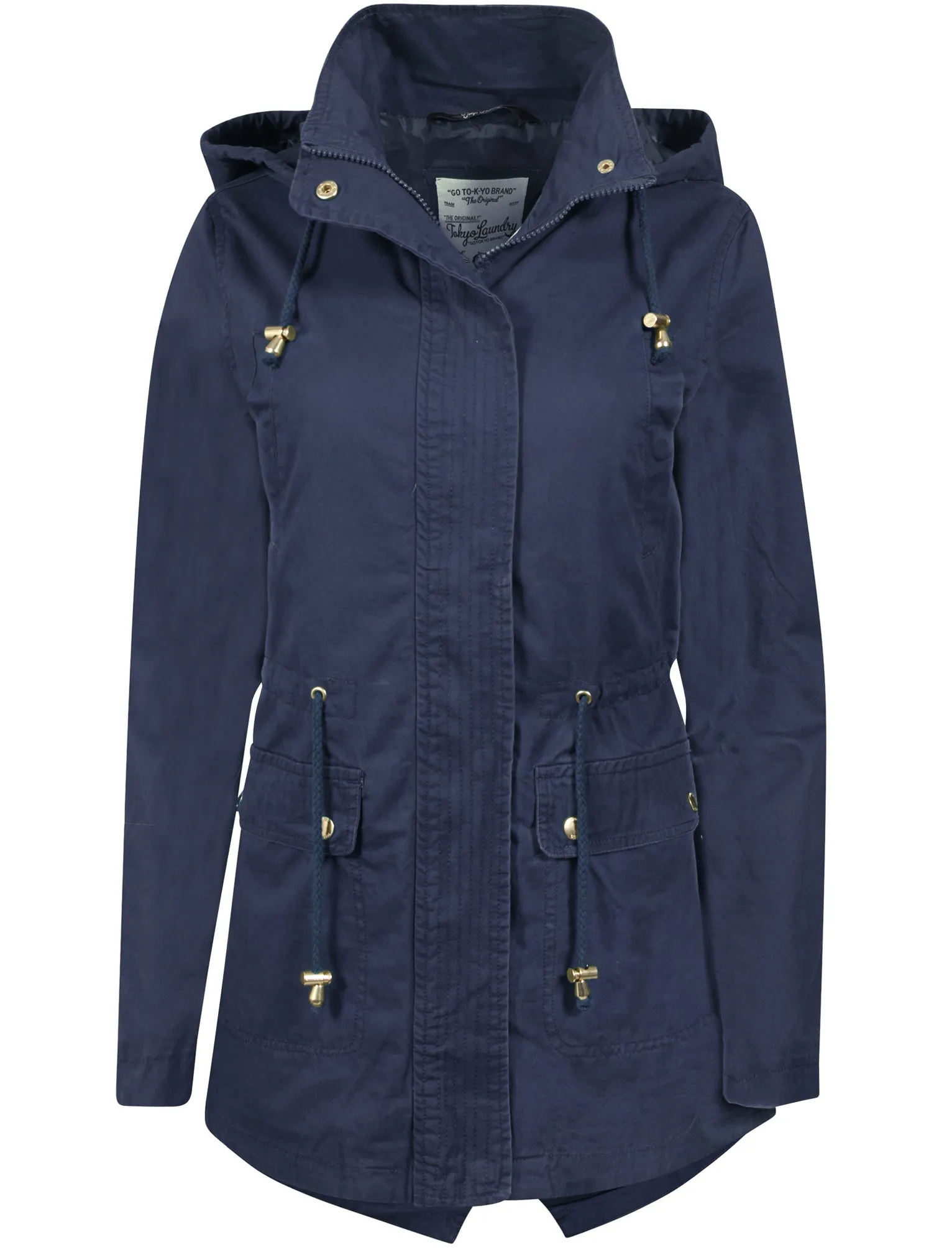 Latitude Cotton Twill Parka Jacket In Navy - Tokyo Laundry