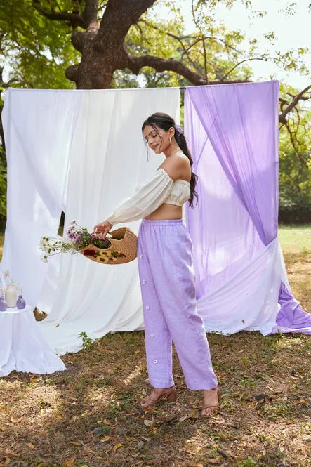 Lavender ash trousers in linen