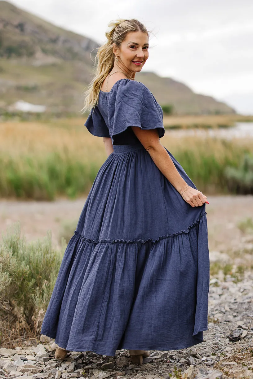 Lennon Maxi Dress in Dusty Blue - FINAL SALE