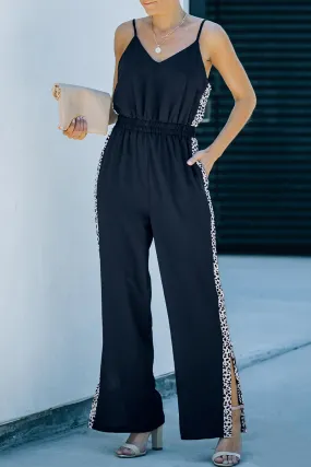 Leopard Patchwork Wide Leg Jumpsuit