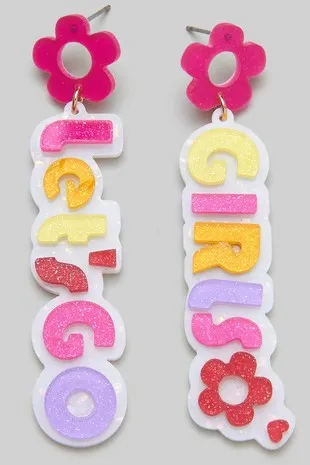 Let's Go Girls Sparkling Resin Earrings - Hot Pink