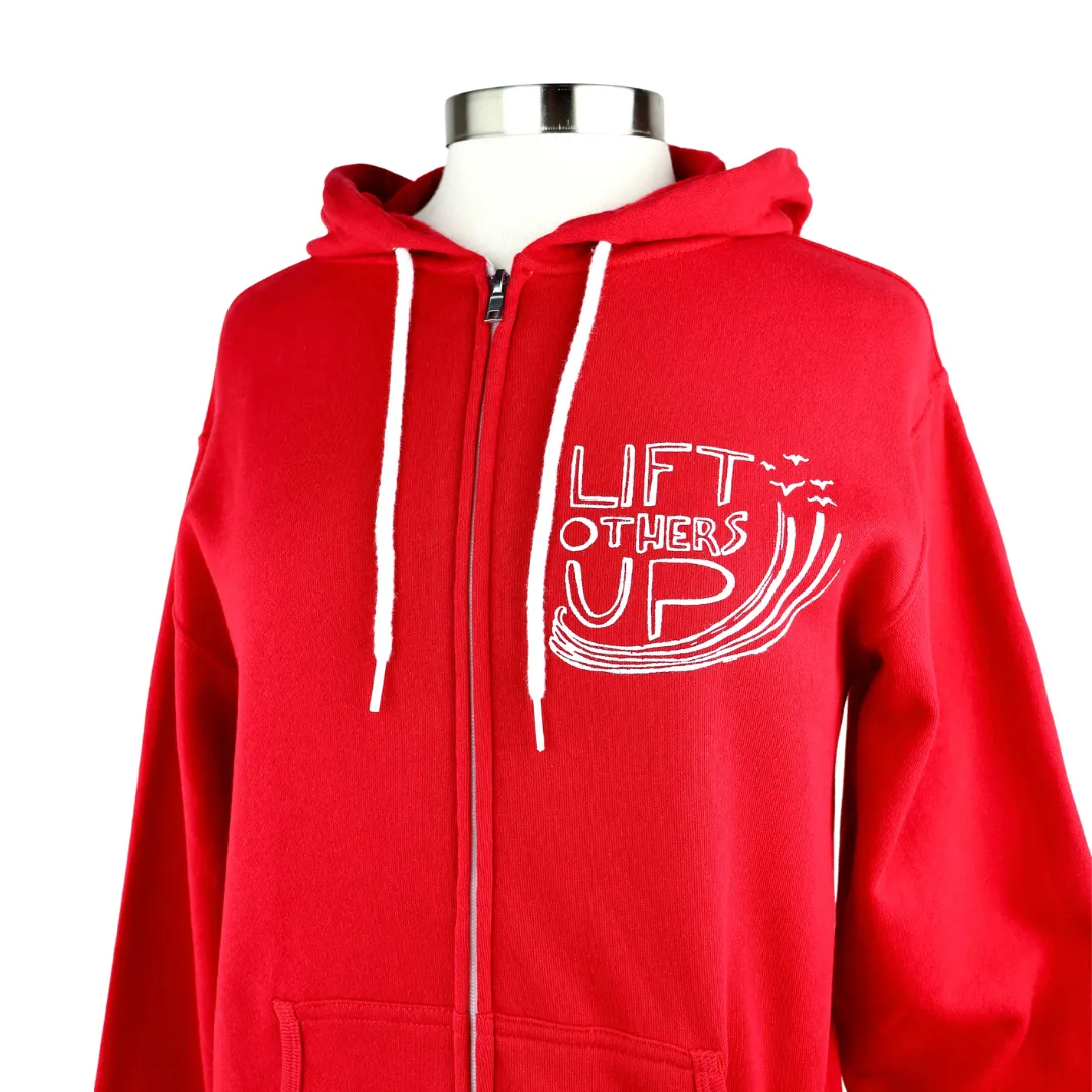 Lift Others Up Midweight Zip Hoodie in Retro Red