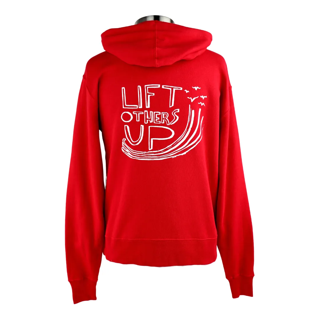 Lift Others Up Midweight Zip Hoodie in Retro Red