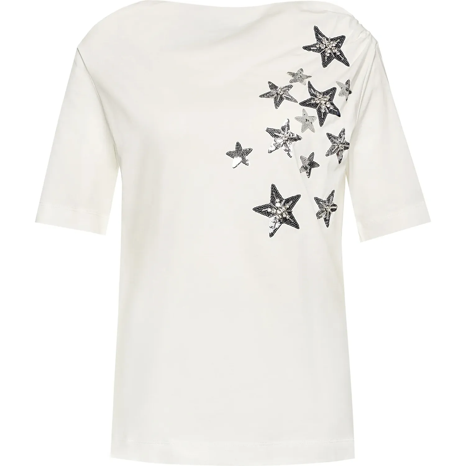 Liu Jo Elegant White Cotton Tee with Rhinestone Accents