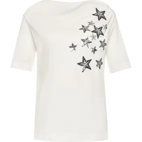 Liu Jo Elegant White Cotton Tee with Rhinestone Accents