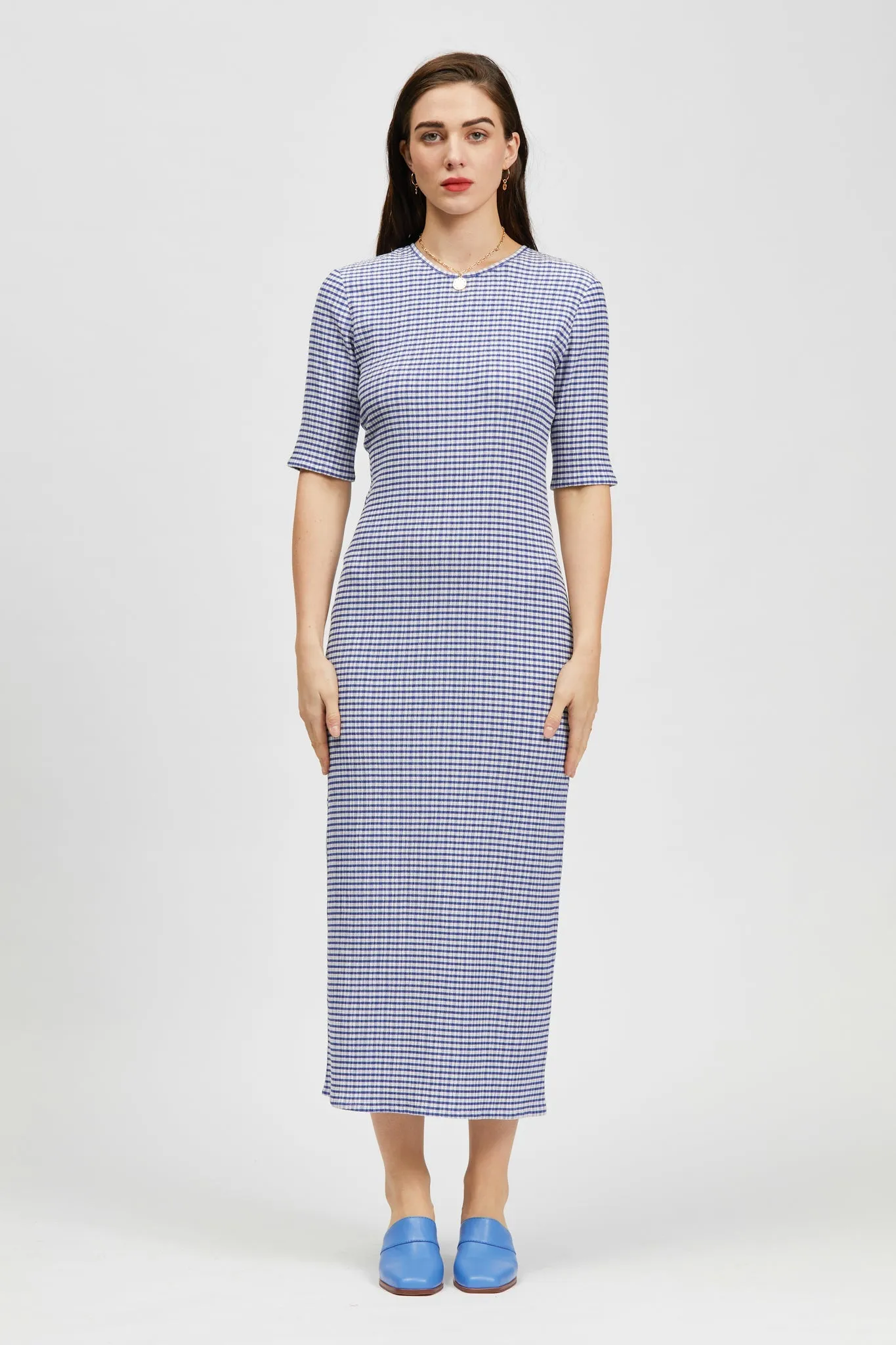 Longe Dress Blue/White Check