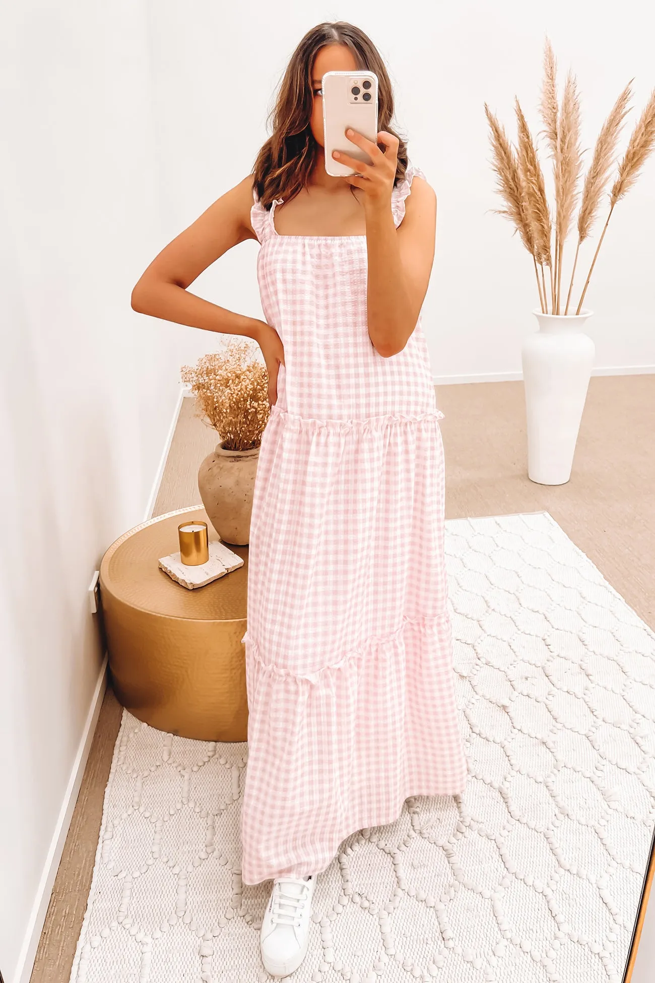 Lottie Maxi Dress Pink Gingham