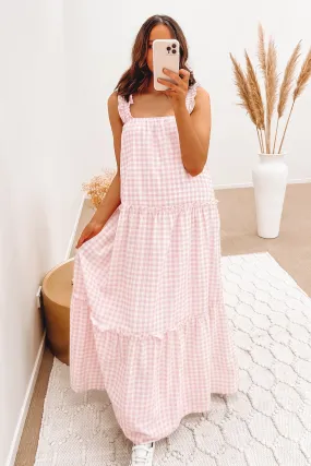 Lottie Maxi Dress Pink Gingham