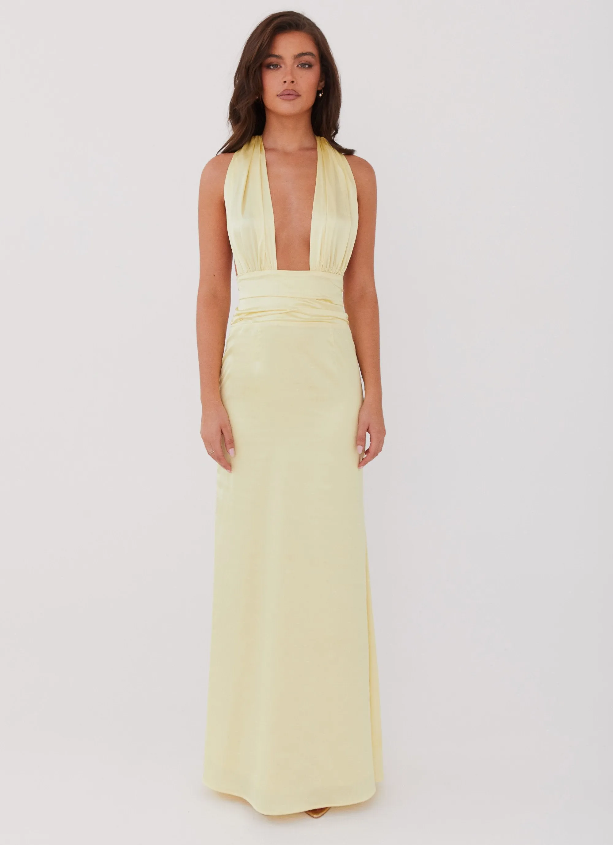 Lovelust Halterneck Maxi Dress - Lemon