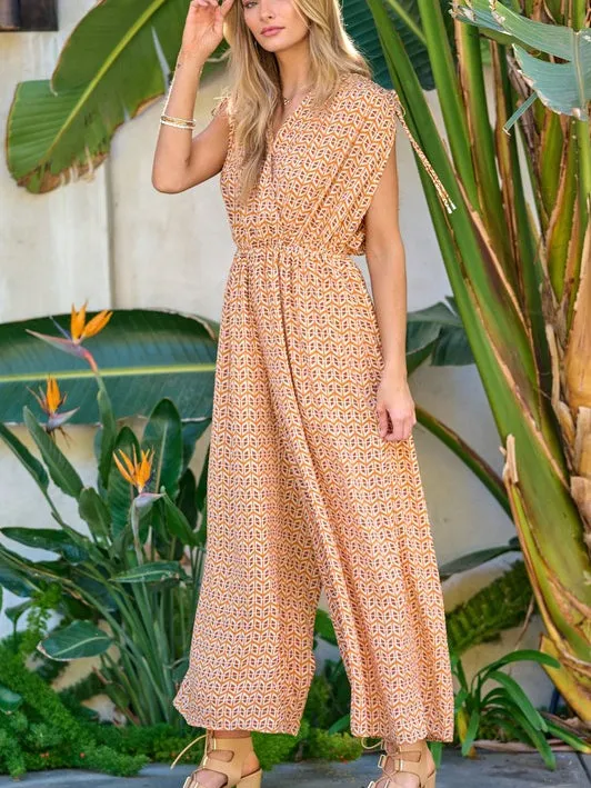 Make Things Happen Sleeveless Print Jumpsuit