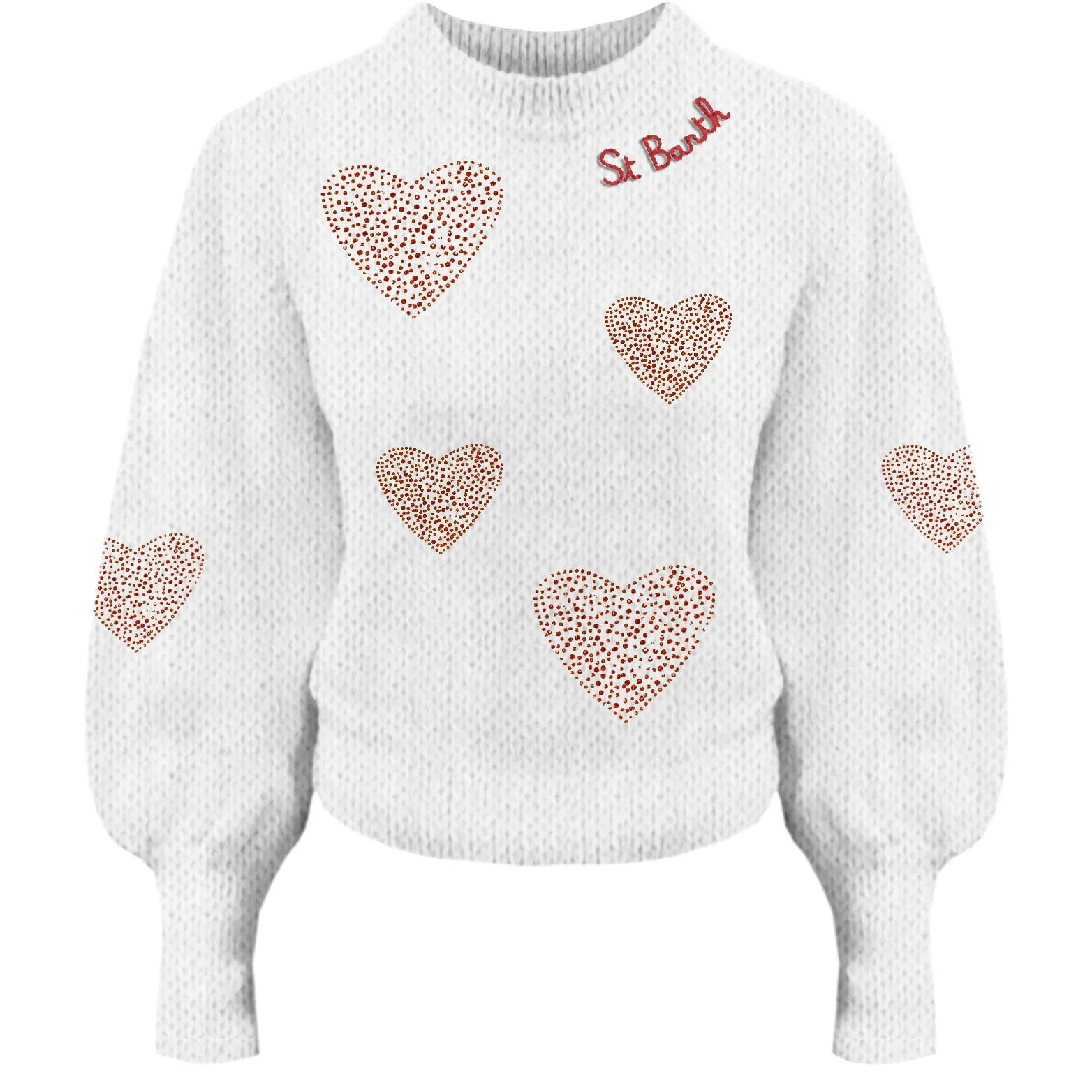 MC2 Saint Barth Pullover with Hearts | White