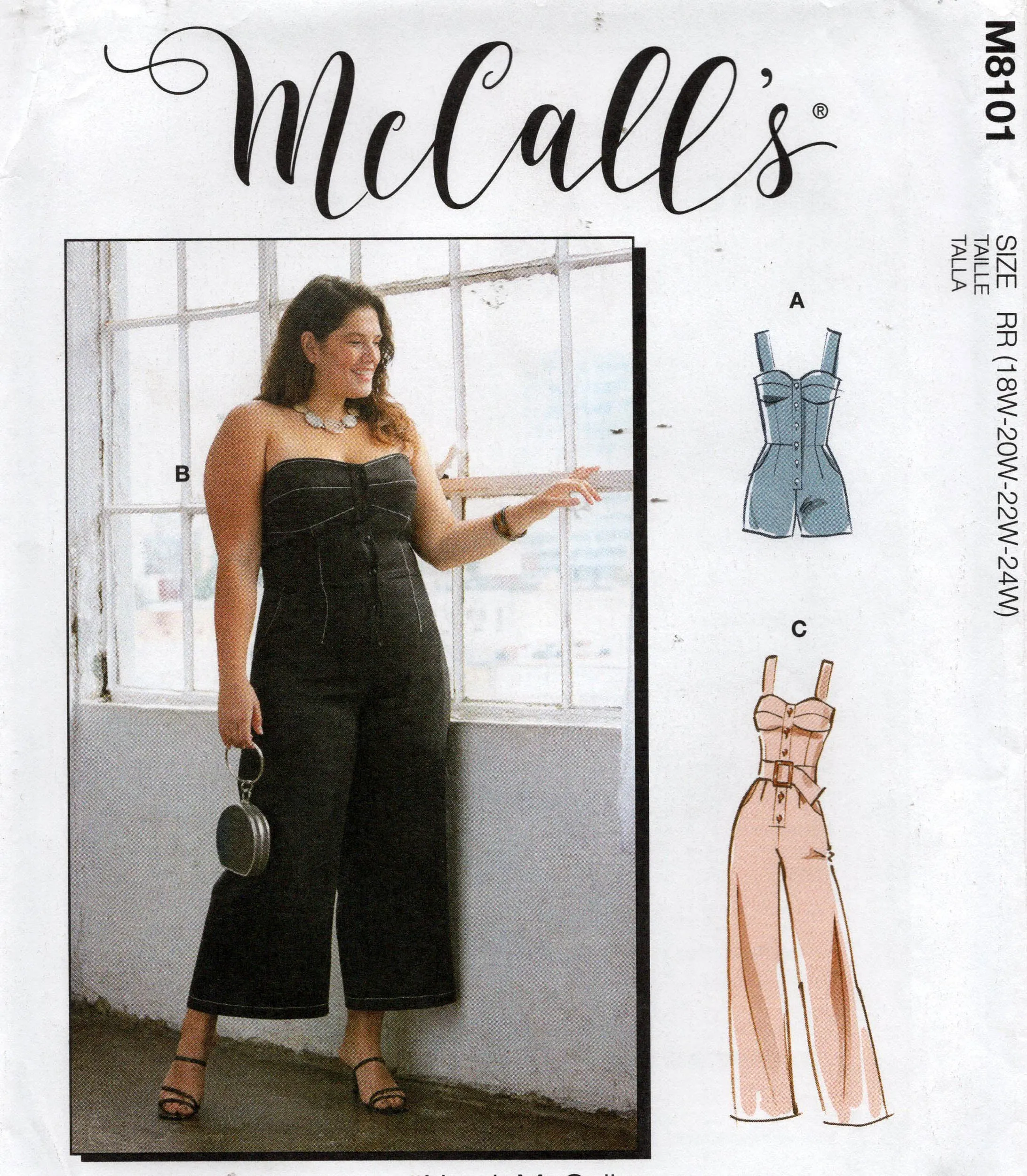 McCall's M8101 #NatalaMcCalls Womens Optional Strapless Jumpsuit & Rompers Sewing Pattern Size 18 - 24 UNCUT Factory Folded