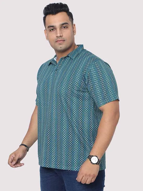 Men Plus Size Matrix Digital Printed Polo Collar T-shirt