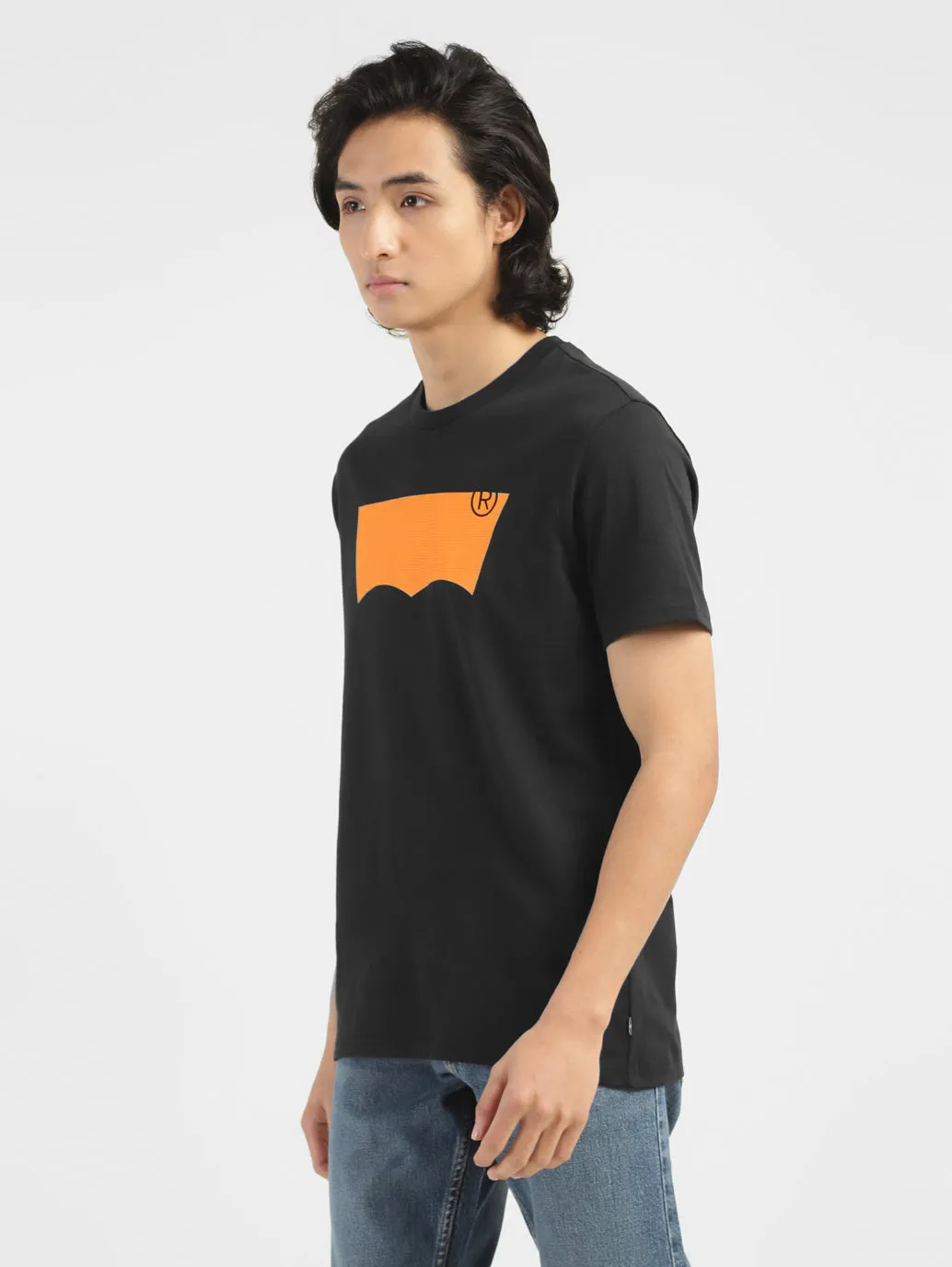 Men's Brand Logo Crew Neck T-shirt Black