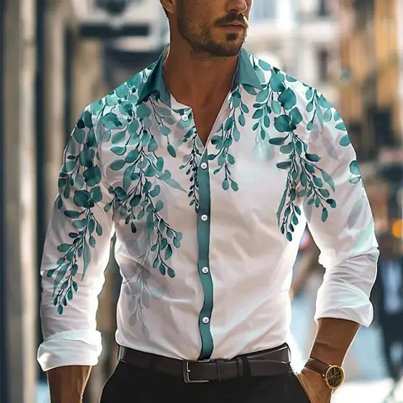 Men's Business Casual 3D Printed Shirt Work Daily Wear Streetwear Spring Summer Lapel XS-6XL Long Sleeve Stretch Fabric Shirt